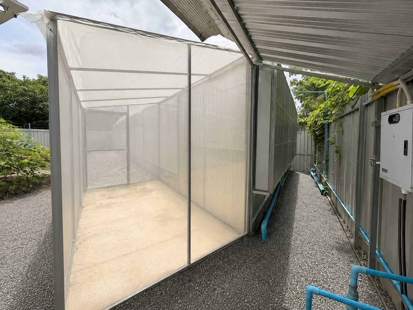 Climate-controlled netting tunnel interior